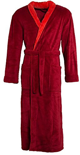 CelinaTex S-XXXL Bademantel Schalkragen zweifarbig lang Taschen Damen Herren Unisex Mikrofaser Kuschelfleece Oeko-TEX Nevada