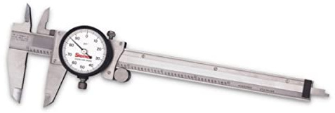 Starrett 120 Series Dial Slide Calipers for Accurate Measurement with Fitted Plastic Case - White Face, 0-6 Range, .001 Graduation - 120A-6