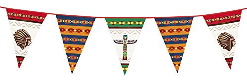 Boland 44101 – Banner, Girlande, Wimpelkette, Motiv Indianer, 6 m, 45 x 30 cm