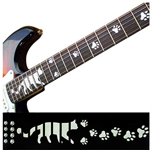 Inlay Sticker Griffbrett Position Marker für Gitarren – Cat Foot Prints/Paws - Weiß Perle