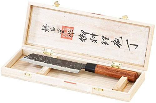 TokioKitchenWare Hackmesser: Fleischmesser mit Echtholzgriff, handgefertigt (Knife, Nakiri, Messerblock)