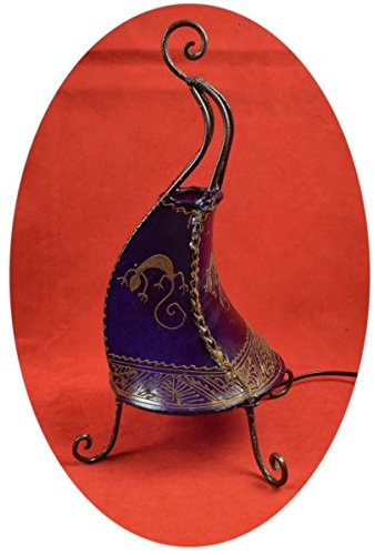 Simandra Orientalische Lampe Stehlampe marokkanische Hennalampe Lederlampe Tischleuchte Stehleuchte Orient Coq Gecko 40 cm Color Lila