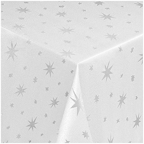 Lurex Tischdecke Sterne Farbe und Größe wählbar - Eckig 90x90 cm Silber - dezent glitzernd Tischdecke Weihnachten