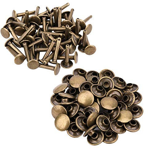 10mm x 18mm extra lang Double Cap Nieten-50Teile-Ideal für Leder Basteln, braun