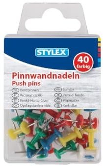 Stylex 24481 Pinwandnadeln, 40 Stück farbig