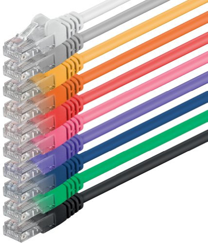 1aTTack.de Cable de Red Cat.6 – Cat6 Cable ethernet Lan 1000 Mbits (PoE) Patch Cable Compatible con Cat5 Cat6a Cat7 Cat8 10 Colores 1m