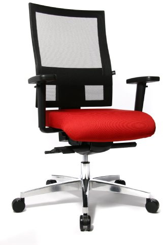 Topstar Sitness 60 Bürostuhl (inkl. Armlehnen/Sitzbezug/Netzbezug) rot/schwarz | Made in Germany | Ergonomisch | Drehstuhl, Schreibtischstuhl | höhenverstellbar | Geprüfte Sicherheit nach GS-Intertek