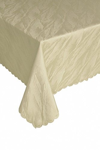 Ilkadim Damast Tischdecke 110x160 cm Creme aus 100% Polyester Bügelfrei und Flecken abweisend (Größen auswählbar)