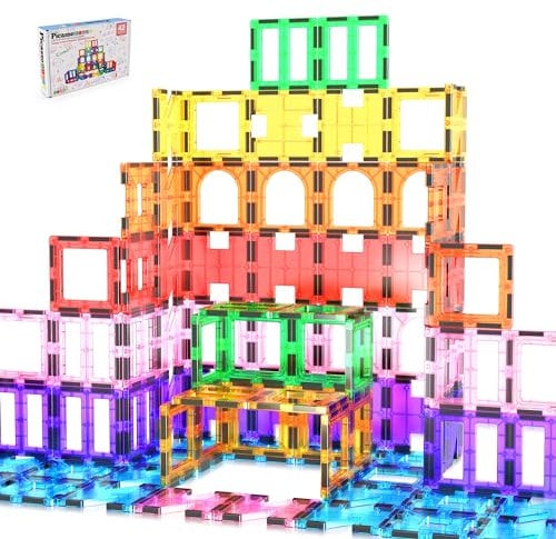PicassoTiles PT42 Designer Artistry Kit 42pcs Set Magnet Building Tiles Clear Color Magnetic 3D Building Block - Creativity Beyond Imagination! Educational, Inspirational, Conventional, Recreational