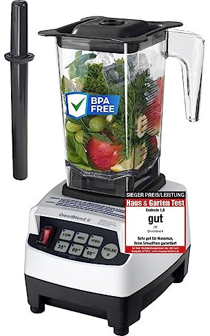 OmniBlend Smoothie Maker 1,5L in weiß I Smoothie Mixer inkl. BPA-freiem Behälter & 6-Klingen-System aus Edelstahl I Mixer Smoothie Maker ideal für grüne Smoothies I Standmixer mit 3 PS Motor