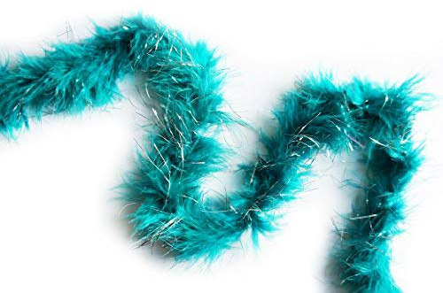 HAND B703 Silver Trim Sea Green Feather Garland -1.87m