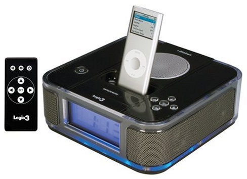 i-Station 9 ipod radio alarm clock in black with remote control