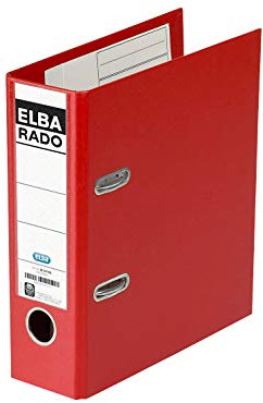 Elba Lever Arch File Rado Plast, 75 mm, für A5 Portrait, PVC Rot Rot, 75 mm, für A5 Portrait, PVC Rot, A5, 500 Blatt, 75 mm, 230 mm