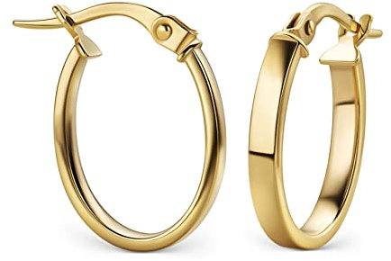 MIORE Ohrringe 375 Gold 9 Kt, elegante goldene Creolen für Damen, runde Hoops, ovale Tube Creolen, stilvoller Ohrschmuck für jeden Anlass.