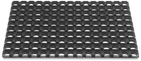FS Domino Fußmatte aus Gummi, extrem robust, für den Außenbereich, 50 x 80 cm, Farbe: Schwarz.