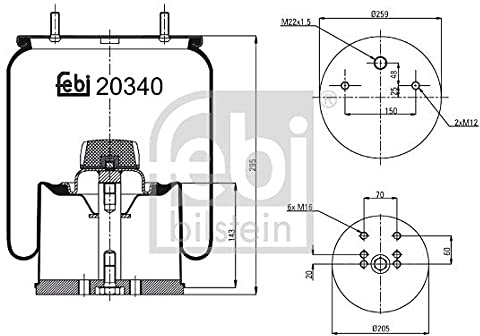 febi bilstein 20340 Air Spring with steel piston, pack of one