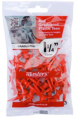 Masters Unisex's Plastic Graduated Tees (Bag of 35), Red, 1 1/4