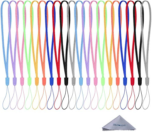 Wisdompro Lot de 20 cordons colorés pour poignet/cou pour clés USB, clés, porte-clés, badge d'identité, jeu vidéo Lot de 20 couleurs assorties.