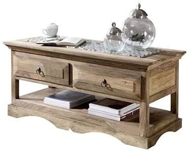 MASSIVMOEBEL24.DE Couchtisch Sheesham grau geölt LEEDS #44 | 110x50x50 cm (BxTxH) 36 kg Klassisch montiert vollmassiv