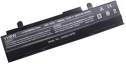 vhbw Akku kompatibel mit Asus Eee PC 1015PW, 1015PN, 1015PEM, 1015T, 1015PX, 1015PEG, 1015PED N455 Notebook (2200 mAh, 10,8 V, Li-Ion)