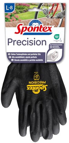Spontex Precision Handschuhe, ideal für feine Arbeiten im Trockenbereich, mit PU-Beschichtung, hohes Tastempfinden, Farbe nicht frei wählbar, Größe L, 1 Paar