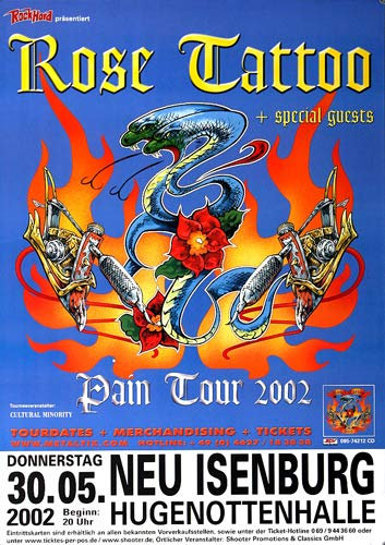 Rose Tattoo - Pain, Rock am Ring 2002 » Konzertplakat/Premium Poster | Live Konzert Veranstaltung | DIN A1 «