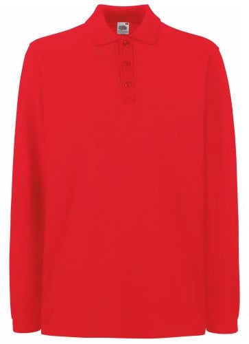 Fruit of The Loom Mens Premium Long Sleeve Polo Shirt (2XL) (Red)