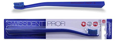 SWISSDENT PROFI COLOURS Zahnbürste soft-medium | Farbe blau& blau| Ausgezeichnete & patentierte Zahnbürste