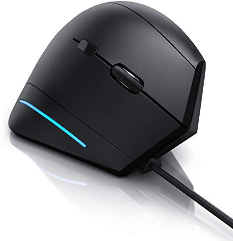CSL - optische Vertikal USB Maus - vertikale kabelgebundene Ausführung - ergonomisches Design - Vorbeugung gegen Maus- Tennisarm besonders armschonend - 6 Tasten