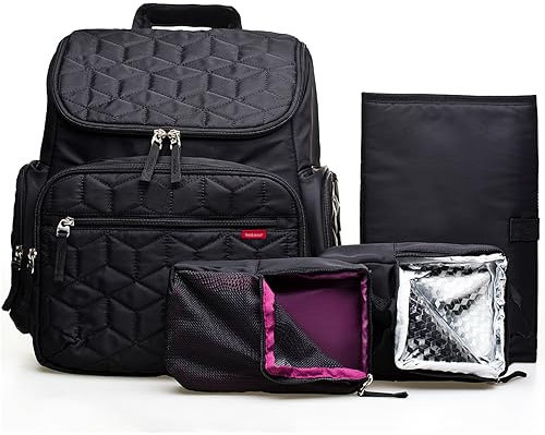Bebamour Baby Wickelrucksack Wickeltasche mit Wickelunterlage Multifunktional Große Kapazität Babytasche Reisetasche für Unterwegs(Black)