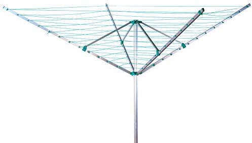 Beldray LA031198TQ Rotary Outdoor Clothes Airer Washing Line With Ground Spike, 4 Arm Folding Garden Laundry Rack, 50 Metres Drying Space, Durable Steel Frame Holds Up To 20kg, Easy Umbrella System