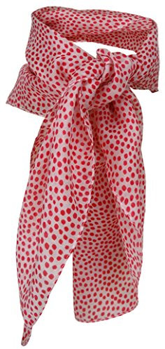 TigerTie Damen Nickituch in rot grauweiss gepunktet - Halstuch 100% Seide - 50 x 50 cm