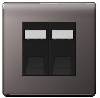 BG Nexus Black Nickel Screwless Double RJ45 Socket FBNRJ452