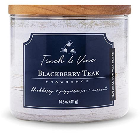 Colonial Candle 3-Docht Duftkerze im Glas mit Deckel - Blackberry Teak (411g) - Fruchtiger Wohlfühlduft für dein Zuhause - Duftkerze mit bis zu 60h Brenndauer - Sojawachsmischung
