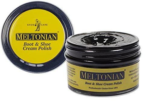 Meltonian Cream | Black 002 | Quality Shoe Polish for Leather and Leatherette (Synthetic) | Use on Boots, Shoes, Belts, Gloves, Purses and Accessories | Leather Conditioner | 50 ml