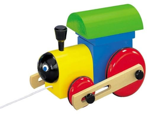 Heros 100040822 - Holz Nachzieh Lok Funny mit Sound 17,5 cm