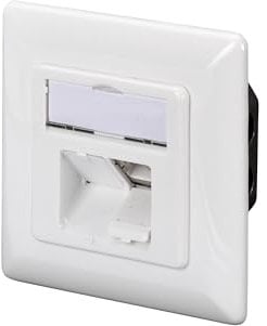 DIGITUS Junction Box Cat-6A – 2 Port RJ45 – Flush-Mounted Network Socket – Horizontal Supply – Design Ready – Pure White