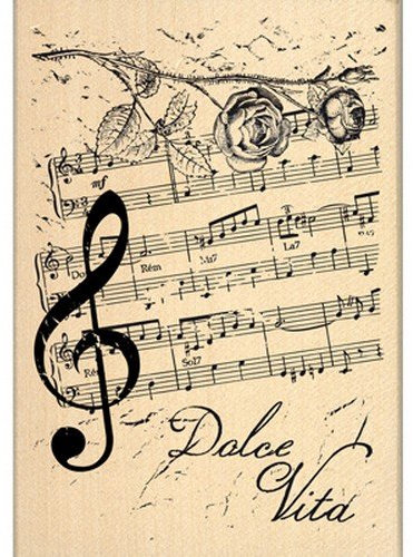 Florilèges Design fg114039 Stempel Scrapbooking Musik Noten beige 10 x 7 x 2,5 cm