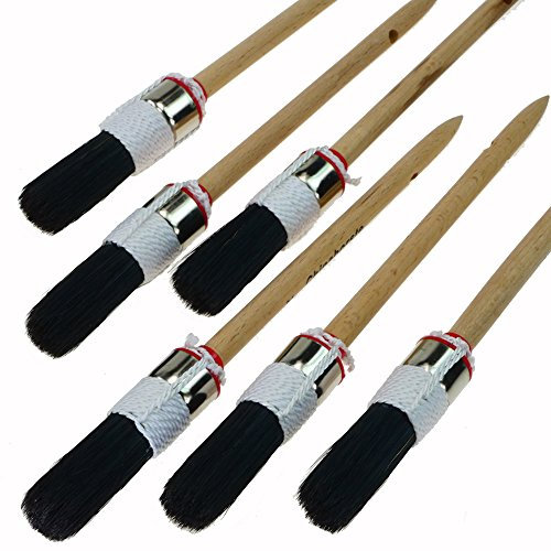 ROTIX-93811 | 6 Stück Profi-Ringpinsel Ø 20 mm Größe 2 | Rundpinsel Lackierpinselschwarze Borste