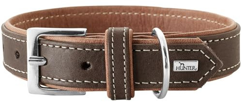 HUNTER PORTO Hundehalsband, Leder, nachhaltig, 35 (XS-S), dunkelbraun/cognac