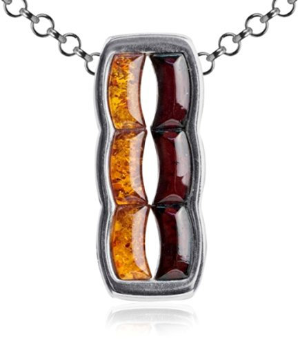 Mehrfarbiger Bernstein Sterling Silber Anhänger Kette 46 cm