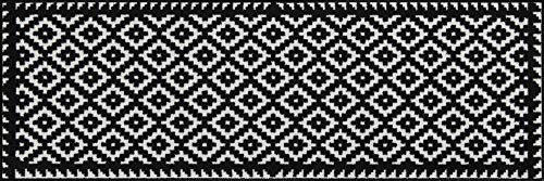 Salonloewe Ethno Impressions Tabuk Black & White Läufer schwarz-weiß-Gemustert Design Sauberlauf-Teppich waschbar