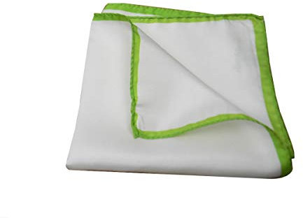 Avantgarde - Pochette Uomo da Tasca Bianca Man Handkerchief Seta Silk Bordo Diversi Colori (Taglia Unica, bordo alto verde acido)