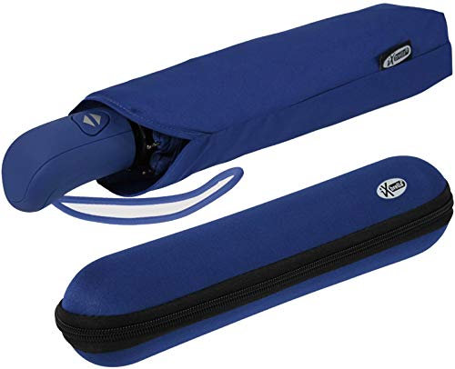 iX-brella first class – Regenschirm mit Etui - stabil groß sturmfest - blau