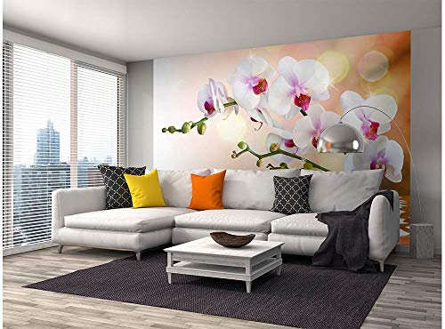 Vlies Fototapete WEIßE ORCHIDEE 375 x 250 cm | Vliestapete - Wandtapete inklusive Kleister | PREMIUM VLIES QUALITÄT