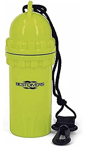 Best Divers AI0300 - Caja estanca con Cierre de Rosca, pequeña, 12 x 4,5 cm, Color Amarillo