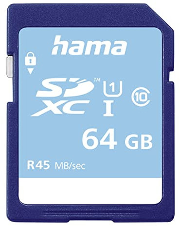 Hama Speicherkarte SDHC 64GB (SD-2.0 Standard, Class 10, Datensicherheit dank mechanischem Schreibschutz, Beschriftungsfeld)