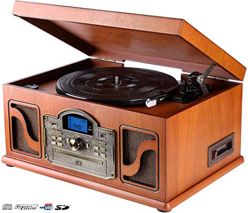 Lauson CL 123 -Tocadiscos (CD, USB, MP3, LCD), color marrón