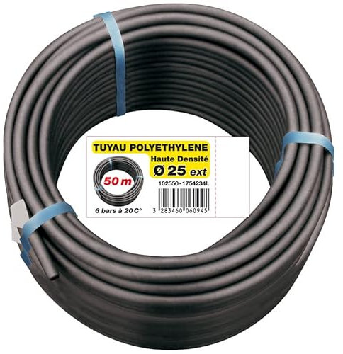 Jardibric - Couronne PEHD Ø25mm 6 Bars (50m) - Tuyau Haute Résistance pour Arrosage Enterré et Irrigation Durable