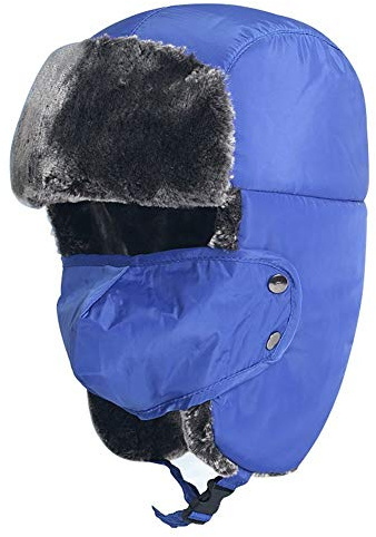 Unisex Kinder Jugendliche Wintermütze im Alter von 5-15 Jahren, Thermo-Fell gefüttert, Trappermütze mit Ohrenklappe, winddicht, Gesichtsmaske für Schnee, Ski, Snowboarden, Piloten Bombermütze